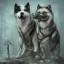 Placeholder: sad, abandoned, miserable akita dog tied to a pole with the Grim Reaper beside shitzhu dog on lonely highway, 8k resolution, high-quality, fine-detail, iridescent, intricate, digital art, detailed matte, volumetric lighting, illustration, 3D octane render, brian froud, howard lyon, selina french, anna dittmann, annie stokes, lisa parker, greg rutowski