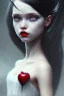 Placeholder: -clothing, super cute toddler, girl, cute, beautiful, white eyes, red lips, black hair with bangs, goth, close up portrait by Greg Rutkowski, Snow white, beautiful, soft, ballerina, toddler, full body,