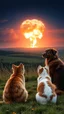 Placeholder: Cats and dogs very happy watching a nuke explosion in the distance