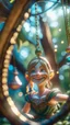 Placeholder: close up face portrait of happy hippie yoga elf princess on a swing inside a boat crystal ball hanging from a tree in the mountain , shot on Hasselblad h6d-400c, zeiss prime lens, bokeh like f/0.8, tilt-shift lens 8k, high detail, smooth render, down-light, unreal engine, prize winning