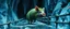 Placeholder: fast and clever little evil moss pig named on wild chase , in dark crystal cave ice bridge, motion blur, standing by the guard rails, fantasy 3d realm