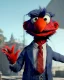 Placeholder: hybrid character, Elmo muppet head, realistic man body, human arms and hands, Shirt and tie, concept art, smooth, unreal engine 5, god lights, ray tracing, RTX, lumen lighting, ultra detail, volumetric lighting, 3d, finely drawn, high definition, 4k.