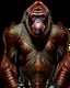 Placeholder: Orangutan Assassin Gothic symmetrical design standing full frontal view full body full arms full legs hyper-detailed hyper-realistic ink art full legs 8k