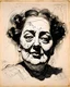 Placeholder: Weird face of a lying giant lady, sketchdrawing by William Kentridge