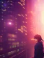 Placeholder: A girl, makoto shinkai style, anime, japan animation’s background, 80mm camera lens, wide angle, night view, city, building, edge, high detail