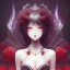 Placeholder: anime, epic dark queen,tears, majestic, ominous, fire, fiery red roses background, intricate, masterpiece, expert, insanely detailed, 4k resolution, retroanime style, cute big circular reflective eyes, cinematic smooth, intricate detail , soft smooth lighting, soft pastel colors, painted Rena