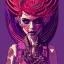 Placeholder: beautiful punk girl, leaning pose, smiling, hyper detailed, hyperdetailed, intricately detailed, illustration by <kilian eng>, purple tones, darkred tones,