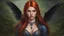 Placeholder: 18 year old female sorcerer. Copper red hair. dark blue eyes. no jewelry.. Painted by Anne Stokes. The naked truth.