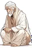 Placeholder: "Draw an old person wearing old traditional Arab clothes, hunched back he looks weak in anime style