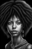 Placeholder: A hyper realistic pencil portrait of a beautiful African girl with afro hair, glossy lips and eyes