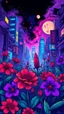 Placeholder: vibrant psychedelic urban culture image, airbrush, 48k, cartoon art image background purple and red flowers surrounding , dystopian
