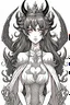 Placeholder: girl queen of demons, manga style, line arts illustration