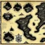 Placeholder: dnd, fantasy, map of the realm, black sand, map, parchment, illustration, river of blood, demonic