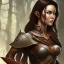 Placeholder: dungeons and dragons, female wood elf, druid, brown hair, brown eyes, full body, realistic face, short hair, large nose, closed mouth, leather armor, dark skin, one person