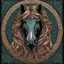 Placeholder: celtic horse's head I centered | symmetrical | key visual | intricate | highly detailed | iconic | precise lineart | vibrant and natural colors | comprehensive cinematic | alphonse mucha style illustration I very high resolution | sharp focus | poster | no watermarks I plain black background