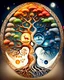Placeholder: The tree of life consists of four seasons: spring, summer, autumn, winter, along with light and darkness, star, moon, sun, yang-ying, water, wind, soil, fire, love