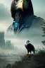 Placeholder: portrait,beautiful eagle robot, post-apocalyptic in a cyberpunk city, realistic, intriacte detail, sci-fi fantasy style, volumetric lighting, particales,highly detailed,cinamatic, deep