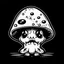 Placeholder: mushroom, black and white, cartoon, drawing, cute, creature, simple, mouth