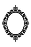 Placeholder: silhouette of an ornamental oval picture frame, black on white vector