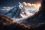 Placeholder: a snow-covered lonely steep massiv mountain reaching into the clouds. On top of the mountain is a needle thin tower. fantasy concept art, exquisite realism, a masterpiece, dynamic lighting, hyper detailed, intricately detailed, deep color, Unreal Engine, volumetric lighting , Epic cinematic brilliant stunning intricate meticulously detailed dramatic atmospheric maximal,