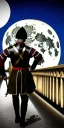 Placeholder: A medieval Soldier walking on the bridge , night , full moon , realistic , high resolution , HD , 1920pX1080p , dark