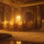 Placeholder: Camelot room, dark, lonely king, candle light, LCD tv, 16k quality, hyper realistic, 3d render, dramatic lighting, octane render, volumetric lighting