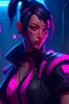 Placeholder: Juri Han from street fighter in cyberpunk style