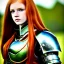 Placeholder: realistic, hyper detailed, stunningly beautiful 16 year old teen girl, long ginger hair, green eyes, medium freckles, full lips, revealing leather armour, full body and head, c-cup breasts, stern expression, full frame, petite, ignore NSFW, shortbow, quiver on hip, sexy