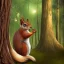 Placeholder: Fantasy image,wooded background, squirrel looming over a four inch person