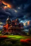 Placeholder: Old Victorian architecture in a Victorian valley, dramatic sky, cloudy sky, digital art, 4k, 8k, trending on ArtStation