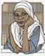 Placeholder: Outline art for coloring pages with Sojourner Truth, white background, sketch style, only use black outline, white background, no shadows and well and clear outline