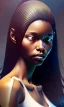 Placeholder: black girl, cute, beautiful, long hair, head and shoulders portrait by Greg Rutkowski