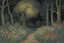 Placeholder: Night, trees, flowers, horror, japanese manga style, rocks, claude monet, georges lemmen, and alfred stevens impressionism paintings