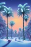 Placeholder: 1980's vaporwave aesthetic palm trees in Christmas winter