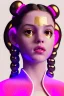 Placeholder: Rosalía artist, Realistic image, natural waist up portrait, perfect eyes, glow, circle iris, eye liner. sweet face, pigtails hair, spray line make up, glow. lips, gold. big rings piercing, led ornament, pearls. coat, latex, inflatable, hot, led lights, minimal, neon, pink, blue, gold, vibrant color, highly detailed, art stations, concept art, smooth, unreal engine 5, god lights, ray tracing, RTX, lumen lighting, ultra detail, volumetric lighting, 3d, finely drawn, high definition, 4k.