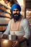 Placeholder: Turkish milk seller with a big mustache and soft beard wearing a turban in 1900 Ultra-wide angle Highly realistic precise details Detailed panoramic view Detailed distance Professional Quality 4K