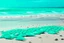 Placeholder: A turquoise beach with seashells painted by Andy Warhol