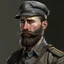 Placeholder: German ww2 young bearded tank commander in grey uniform realistic digital art