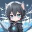 Placeholder: Clear focus,High resolution, Black short fluffy hair, and blue eyes, Chibi, Head only