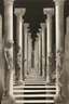 Placeholder: columns of gray men on the march toward sterility and self destruction; optical art; black and white ink wash with 50 shades of grey