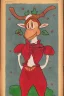 Placeholder: Portrait lady, full body shot, full-color medium shot style of Rudolph the red nosed reindeer