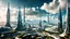 Placeholder: 2034. Sci-fi fantasy: high-quality, futuristic photograph, a cityscape in the year 2050, with advanced technology seamlessly integrated into the architecture and lifestyle of the inhabitants, award-winning photograph, abstract image, beautiful composition, science-fiction, mountains, clouds, clear atmosphere, crisp focus, 35mm lens, adjust perspective