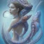 Placeholder: sango fantasy, fantasy magic, intricate, sharp focus, illustration, highly detailed, digital painting, concept art, matte, artgerm and paul lewin and kehinde wiley, masterpiece sexy lips Hawaiian lady body mermaid lionfish head blue space lady beach sea under water mermaid seaweed