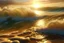 Placeholder: Photoreal seashore turbulant butter ocean at golden hour