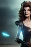 Placeholder: younger Rene Russo as evil queen in leather, cleavage, angry, stern look, unreal 5, octane render,cinema4d, dynamic lighting, dramatic lighting, 4k, redshift render, highly detailed, hyper realistic