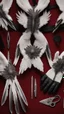 Placeholder: White clipped wings on a red fabric, next to scissors and black leather gloves. Cinematic image