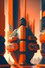 Placeholder: orange futuristic city