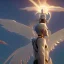 Placeholder: White Angel in Front of the Sun spreading Wings in the sky Clouds