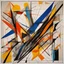 Placeholder: Abstract art, geometric shape graphs, mesh of lines, by Gerald Scarfe and Colin McCahon and Graham Sutherland, primary sharp colors. precise colliding geometric shapes, fragmented tiger abstraction