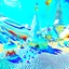 Placeholder: Bright, glittering, 3d, steel-like, surreal objects in a bright environment, desert, noon light, melting cream, Yves Tanguy and Max Ernst style